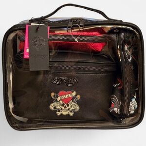 💀❤️‍🔥 Ed Hardy 4 Piece Love Kills Slowly Cosmetic Makeup Bag Set NWT